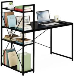 ModernHome Birou pentru computer în stil Loft ModernHome - Cu rafturi de depozitare, cadru metalic, negru, 120x60 cm (TH-SD-1)