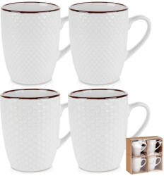 Vilde Set 4 căni ceramice albe, capacitate 400 ml, porțelan rezistent, design minimalist (139674)