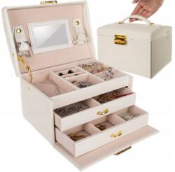 Beautylushh Cutie elegantă pentru bijuterii Beautylushh, ceasuri sau accesorii, 20 de compartimente, oglindă și închidere cu cheie, culoare bej (6347)