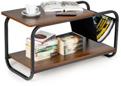 ModernHOME Măsuță de cafea cu raft de depozitare ModernHome - Stil Loft, cadru metalic și blat MDF, maro (YLT-1502-02P) Masa de cafea