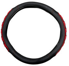  Husa volan auto M 38 cm, imitatie piele si silicon, negru-rosu (WK-1405) (181024-5)