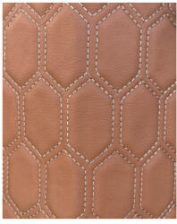 Material imitatie piele pentru tapiterie, model hexagon maro cu cusatura gri, Y06MG (210923-9)