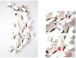  3D pillangó matricák falra és bútorra (12 db) - fehér pillangók (028600668H)