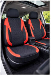  Set huse scaune auto universale Premium, fata/spate, fractionate, negru-rosu (050225-3)