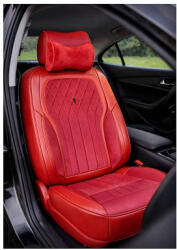 Set huse scaune auto universale 9D premium, rosu, imitatie piele & alcantara (040923-28)