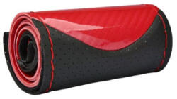 Husa volan din piele perforata M 38 cm, rosu/carbon, cu ac si ata (LUXFST02) (140623-1)