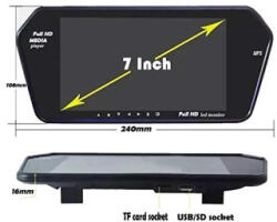  Oglinda retrovizoare cu monitor 7" pentru camera marsarier, MP5 si Bluetooth, 12V (JCS-70193) (160723-14)