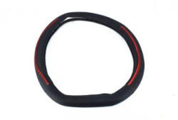  Husa volan sport din imitatie piele, marimea M 37-39 cm, negru cu cusatura rosie (140921-7)