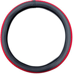  Husa volan auto M (37-38 cm) din imitatie piele împletita, negru-rosu, FX98 (011025-16)
