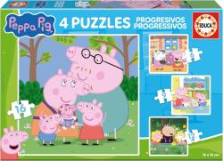 Educa Puzzle progresiv Educa 4 în 1 - Familia și prietenii porcușorului Peppa (EDU20325) Puzzle