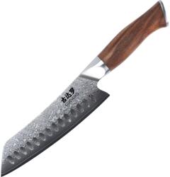 Gudaro - Damaszkuszi konyhakés TAKUMI 7", 67 rétegű acél, hossza 17, 5cm, diófa GD1003-D (GU0021)