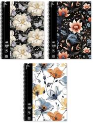 Cool School Spirálfüzet vonalas Virágos A/4 70 lapos vegyes minták - vectraline