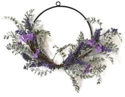  Selyemvirág levendulás koszorú 46x36x12cm zöld, lila (JSA44533BZ)