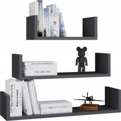 Topeshop 3 darabos Mobi fali polc szett, antracit (MOBI 3P ANTRACYT)