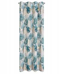 Eurofirany Függöny 140x250 türkiz arany, fényes botanikai nyomtatással (429556)