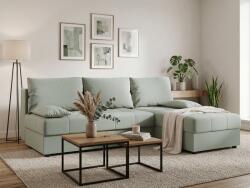  Coltar extensibil de colt VENORIA SLIM, verde deschis, reversibil, 200x143 cm + 2 perne GRATUIT