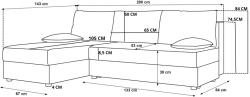  Coltar extensibil de colt VENORIA SLIM, mustar, reversibil, 200x143 cm + 2 perne GRATUIT