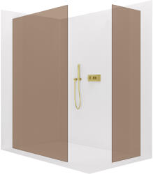 Cerano - Walk-in Crystal TL/P zuhanyfal - 8 mm - merevítő nélküli rendszer - szálcsiszolt arany, bronz üveg - 130x120x200 cm