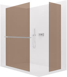 Cerano - Walk-in Crystal TL/P zuhanykabin - 8 mm - merevítő nélküli rendszer + törölközőtartó polc/tartó - króm, bronz üveg - 130x50x200 cm