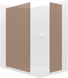 Cerano - Walk-in Crystal TL/P zuhanyfal - 8 mm - merevítő nélküli rendszer - matt fehér, bronz üveg - 130x120x200 cm