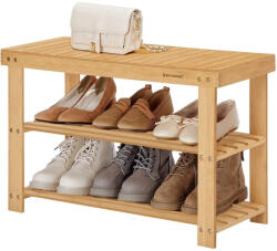 SONGMICS Bambusz cipőtároló polc 3 szintes, natúr 70x28x45cm