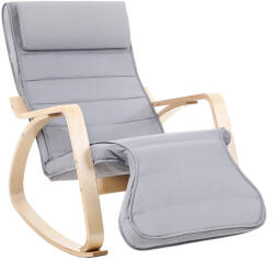 SONGMICS Hintaszék, nyírfából készült pihenő fotel, világosszürke