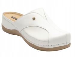  Női Bőr Flip-flop Papucs Fehér Leon 912 Valódi Bőr Bebújós (912 BIAŁE)