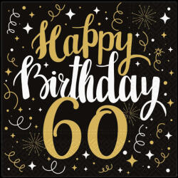 PAW Papírszalvéta 33x33 cm 3 rétegű 20 lap/csomag - "Boldog születésnapot 60