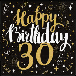 PAW Papírszalvéta 33x33 cm 3 rétegű 20 lap/csomag - "Boldog születésnapot 30