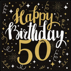 PAW Papírszalvéta 33x33 cm 3 rétegű 20 lap/csomag - "Boldog születésnapot 50