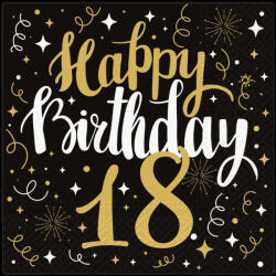 PAW Papírszalvéta 33x33 cm 3 rétegű 20 lap/csomag - "Boldog születésnapot 18