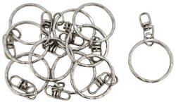  Kulcstartó karika mini lánccal, 25 mm átmérő, 10 db/csomag (KBI-KU0018) - officetrade