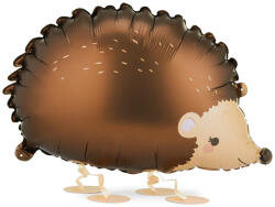  Fólia lépegető süni lufi, barna, 58x36 cm, héliummal tömhető (FB379)