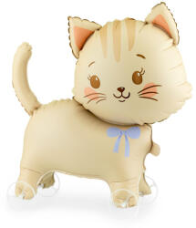  Fólia lufi guruló macska, világos bézs, 61x65 cm (FB381)