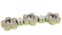 Decorer Suport lumanari lemn verde natur alb cm 31 x 8, 5 x 2 H (A51.52.39B)