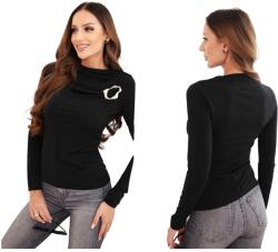 Kesi Női blúz, Kesi, elegáns, díszcsattal, hosszú ujjú, fekete, poliészter/viszkóz, One Size INTL (9900)
