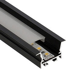 ANRO LED Profile ALP-039 Fekete- Alumínium U profil LED szalaghoz, süllyeszthető (Opál búrával) (LP316B - LP-UNICOV1-MLK)