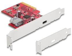 Delock PCI Express x4 Kártya - 1 x külső USB 10 Gbps USB Type-C hüvely + 1 x belső A-típusú USB 10 Gbps hüvely - alacsony profilú (90158) (90158) - xupe