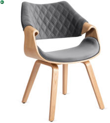 Mebel Elite LUISE bársony szék szürke színben, hajlított rétegelt lemez vázzal