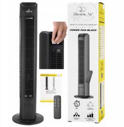 Mission Air Oszlopos Ventilátor álló padlóventilátor csendes swing Tower Fan fekete (Wentylator kolumnowy TOWER FAN Black 45W)