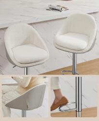 Songmics Magas szék Hoker háttámlával 2 db-os szék szett Fehér konyhapult sziget (LJB110W01)