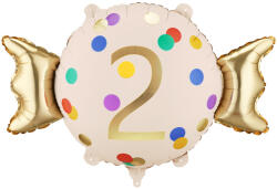  Fólia lufi szám 2 arany és bézs színben, 61x37 cm (FB387-2)