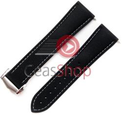  Curea cauciuc FKM Premium neagră cusătură albă, pentru OMEGA, telescop QR 22mm