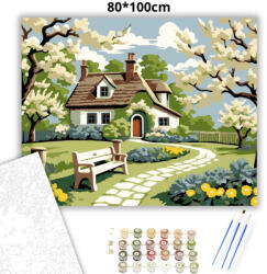  Pihenőpad a kertben - számfestő készlet - 80×100 cm (Keretre feszítve)