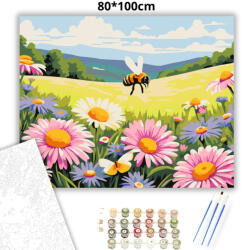  Derűs poszméh a réten - számfestő készlet - 80×100 cm (Keretre feszítve)