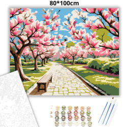  Nyugodt magnóliás sétány - számfestő készlet - 80×100 cm (Keret nélkül)