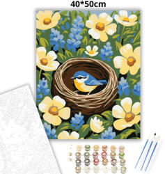  Virágok közt megbúvó fészek - számfestő készlet