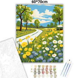  Vadvirágos országút - számfestő készlet - 60×70 cm (Keretre feszítve)