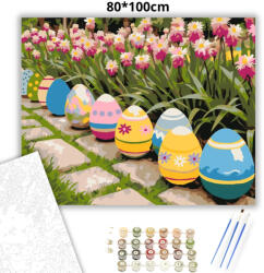  Tavaszi tojássor - számfestő készlet - 80×100 cm (Keretre feszítve)