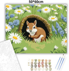  Tavaszi mókuspillantás - számfestő készlet - 50×60 cm (Keretre feszítve)